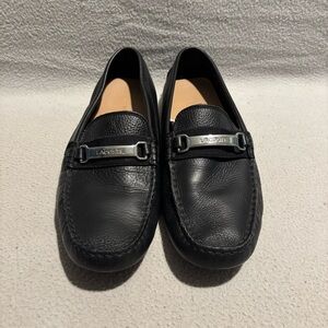 Lacoste Black Leather Driving Loafers Moccasin Slip On Mens size 10